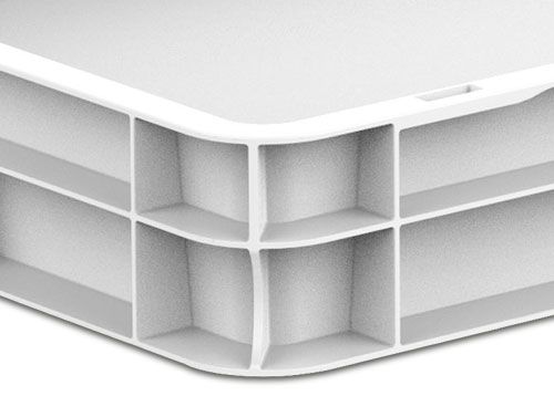 Cassetta chiusa per alimenti, bianca sovrapponibile non forata da 60 x 40 cm