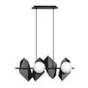 Lampadario 4 Luci Moderno Drifton In Acciaio Nero E Sfere Vetro Opalino