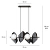 Lampadario 4 Luci Moderno Drifton In Acciaio Nero E Sfere Vetro Opalino