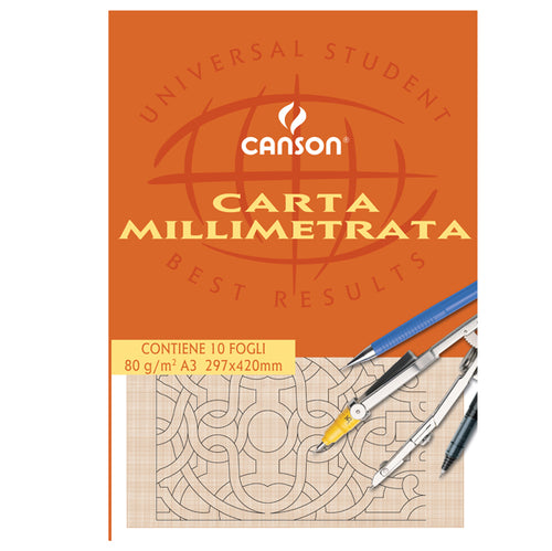 Blocco Carta Opaca Millimetrata 297X420Mm 10Fg 80Gr Canson