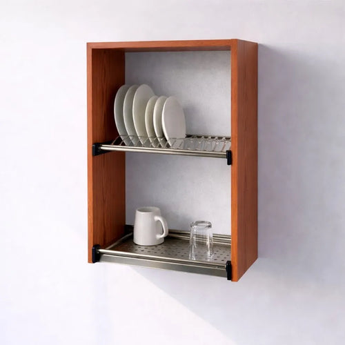 Pensile Scolapiatti Cucina con Ante in Legno Nobilitato Ciliegio Altezza 72 cm