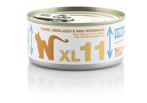 Natural Code Scatoletta XL11 Tonno Merluzzo e Riso Integrale per Gatti Adulti 170gr
