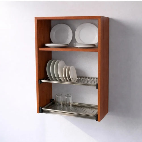 Pensile Scolapiatti Cucina con Ante in Legno Nobilitato Ciliegio Altezza 90 cm