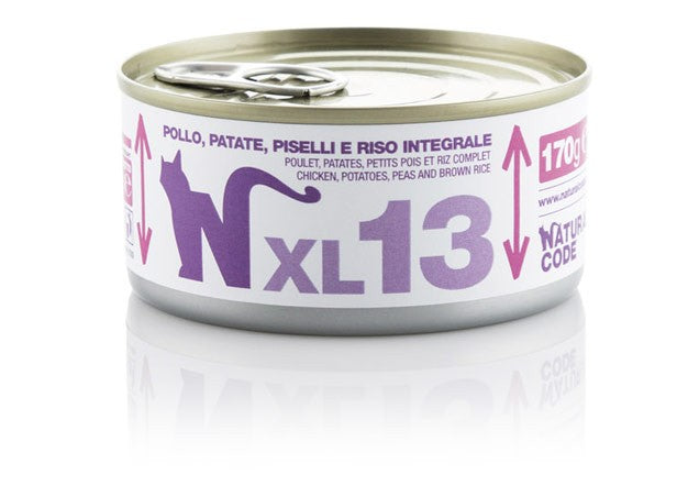 Natural Code Scatoletta XL13 Pollo Patate Piselli e Riso Integrale per Gatti Adulti 170gr
