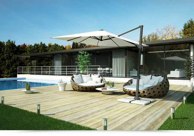 Ombrellone con palo laterale ''Mercurio'' 3 x 3 mt in alluminio da giardino e balcone
