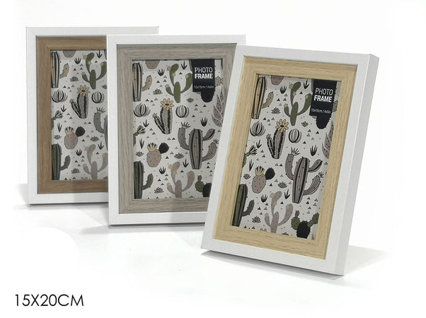 Portafoto15x20cm bianco e color legno.