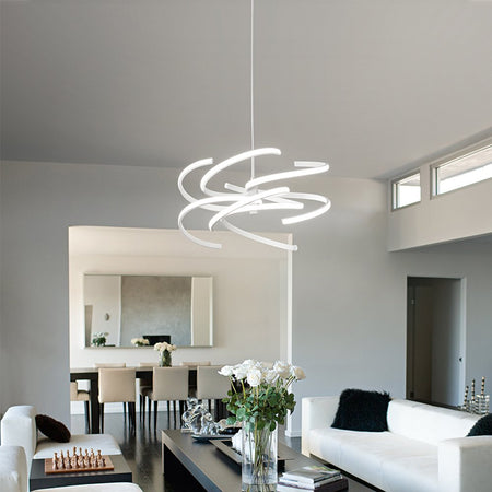 Lampadario In Metallo Moderno Nest Bianco Led Luce Calda Grande