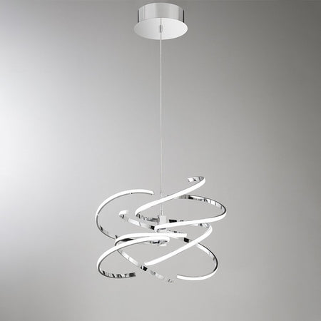 Lampadario In Metallo Moderno Nest Cromo Led Luce Naturale Grande