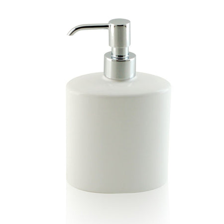 Dispenser - dosatore di sapone ovale da appoggio in ceramica e ottone cromato - accessori bagno