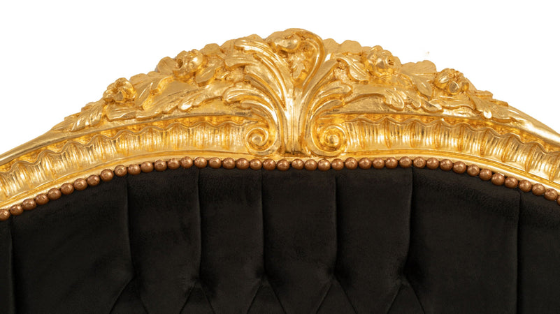 Biscottini Testiera Letto Biscottini 171x6x153 Faggio Massello Imbottita Foglia Oro Stile