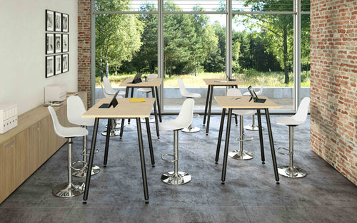 Tavolo verniciato in melaminico e gambe metalliche per sale riunioni cm. 80/140/160/180x105h