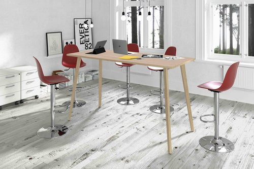 Tavolo per sale riunioni a forma rettangolare con gambe alte in legno cm. 80/140/160/180x80x105h