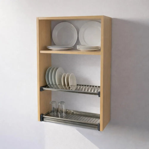 Pensile Scolapiatti Cucina con Ante in Legno Nobilitato Faggio Altezza 90 cm