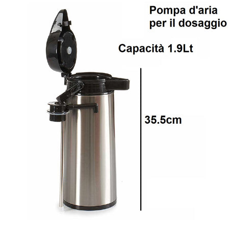Thermos Grande con rubinetto Capacità 1.9LT Acciaio Inox Plastica 13x17 H35.5cm