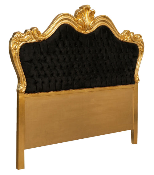 Biscottini Biscottini Testata Letto Matrimoniale Faggio Intagliato Imbottita Foglia Oro