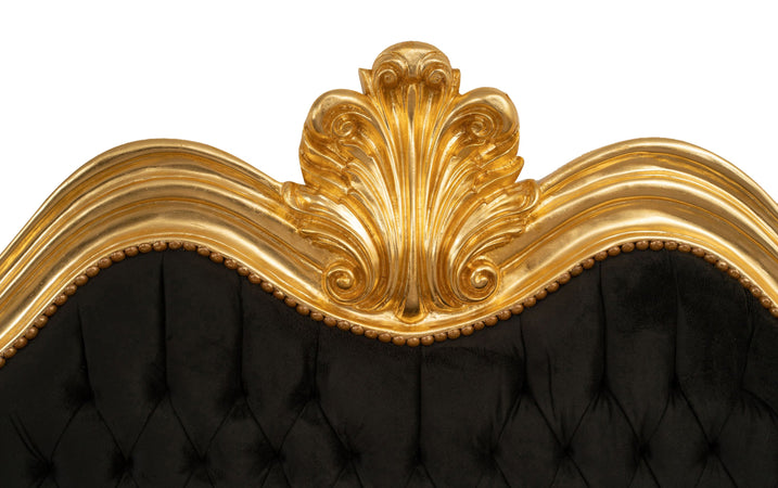 Biscottini Biscottini Testata Letto Matrimoniale Faggio Intagliato Imbottita Foglia Oro