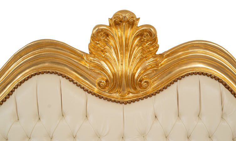 Biscottini Biscottini Testata letto legno massello faggio ecopelle imbottita foglia oro