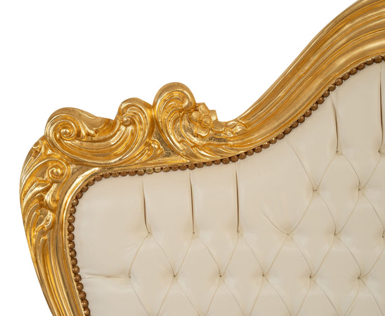 Biscottini Biscottini Testata letto legno massello faggio ecopelle imbottita foglia oro