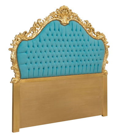 Biscottini Testiera Letto Biscottini legno massello faggio 172x7x170 imbottita foglia oro