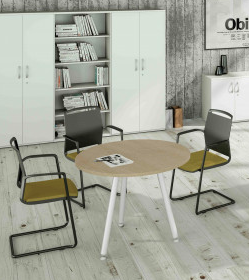 Tavolo rotondo sale riunioni con 3 gambe in metallo verniciato cm. 80/100x74,4h
