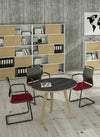 Tavolo per sale riunioni di forma rotonda con 3 gambe in legno cm. 80/100x74,4h