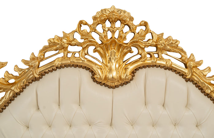 Biscottini Testiera Biscottini 172x7x170 in legno faggio ecopelle foglia oro classico