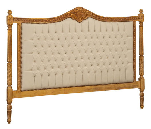 Biscottini Biscottini Testiera Letto 180x6x134 Legno Massello Faggio Tessuto Imbottito Oro