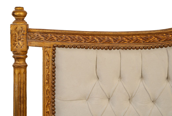 Biscottini Biscottini Testiera Letto 180x6x134 Legno Massello Faggio Tessuto Imbottito Oro