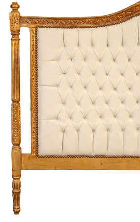 Biscottini Biscottini Testiera Letto 180x6x134 Legno Massello Faggio Tessuto Imbottito Oro