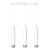 Lampadario 3 Luci Kibo In Acciaio Bianco E Tubolari In Bianco E Cromo