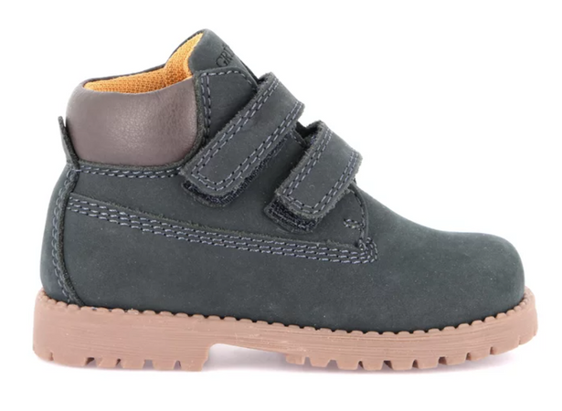 Scarponcino con doppio strappo POUF dal 21 al 28 Blu Grunland Junior