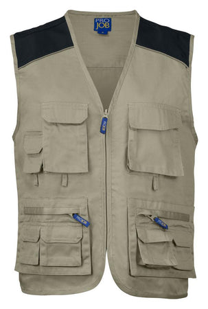 Gilet Multitasche Beige Gilet Pescatore Magazziniere Officina Muratore