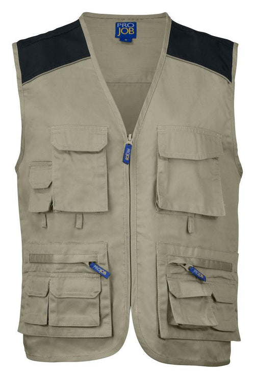 Gilet Multitasche Beige Gilet Pescatore Magazziniere Officina Muratore