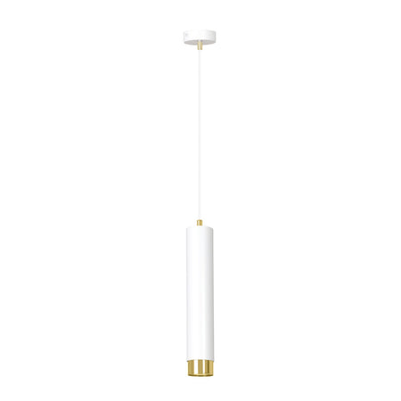 Sospensione 1 Luce Kibo In Acciaio Bianco Con Tubolare In Bianco E Oro