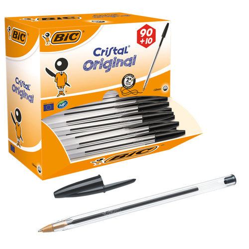 Dispenser Value Pack 90+10 Penna Sfera Cristal Medio 1,0Mm Nero Bic