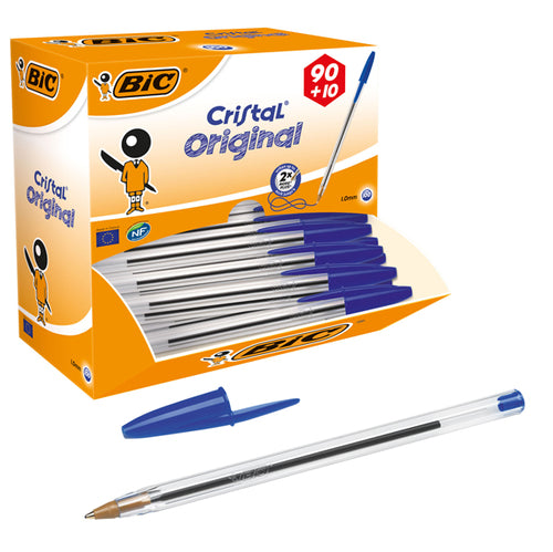 Dispenser Value Pack 90+10 Penna Sfera Cristal Medio 1,0Mm Blu Bic