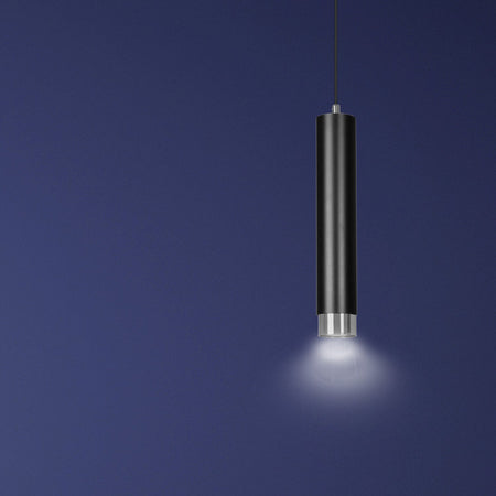 Sospensione 1 Luce Kibo In Acciaio Nero Con Tubolare In Nero E Cromo