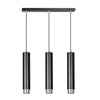 Lampadario 3 Luci Kibo In Acciaio Nero E Tubolari In Nero E Cromo
