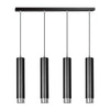 Lampadario 4 Luci Kibo In Acciaio Nero E Tubolari In Nero E Cromo