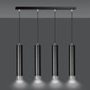 Lampadario 4 Luci Kibo In Acciaio Nero E Tubolari In Nero E Cromo
