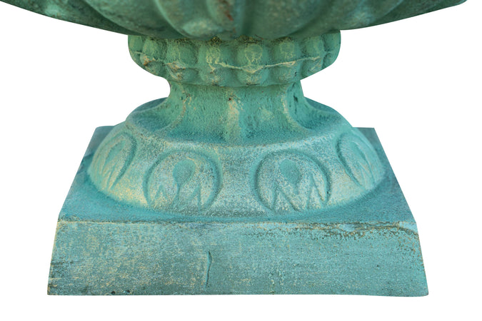 Biscottini Biscottini Vaso Ghisa Verde Anticata Decori Rilievo Esterno Giardino 55x55x40