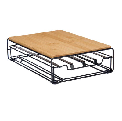 Cassetto Porta Capsule Nespresso 32Posti Metallo verniciato Bambù Vassoio Estraibile