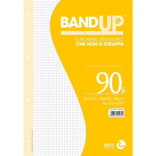 Ricambi Forati Rinforzati Bandup A4 90Gr 40Fg 5Mm Bm