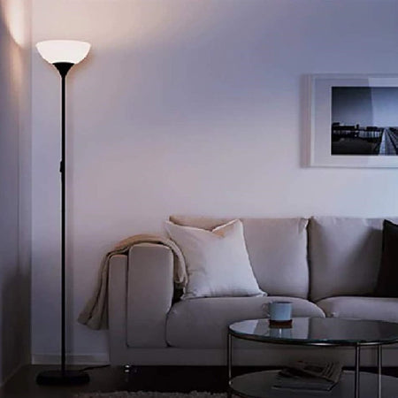 Piantana da Terra Ufficio Soggiorno Metallo Nero Paralume Trasparente H.185cm E27