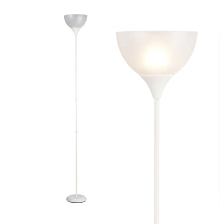 Piantana da Terra Ufficio Soggiorno Metallo Bianco Paralume Trasparente H.185cm E27