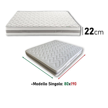 Kit 2pz Materasso Memory 80x190cm Antibatterico, Anallergico 2 Strati H22cm