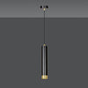 Sospensione 1 Luce Kibo In Acciaio Nero Con Tubolare In Nero E Oro