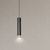 Sospensione 1 Luce Kibo In Acciaio Nero Con Tubolare In Nero E Oro
