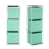 Cassettiera Multiuso in Metallo 3Cassetti in Stoffa 35x35 H 102cm Verde Salvaspazio