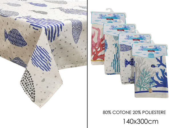 Tovaglia 140X300CM con Decorazione Pesci e Coralli 4 Assortimenti